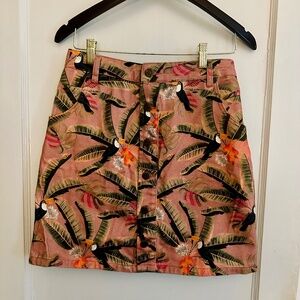 Farm Rio Pink Button Fly denim Short Skirt - size small